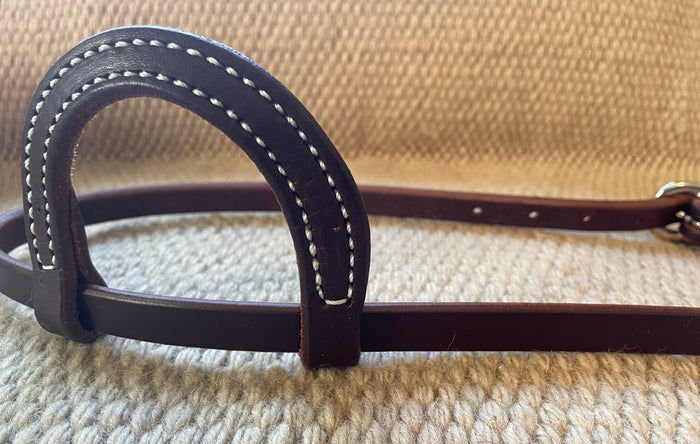 Headstall - HS182 - Heavy Oiled Sliding Ear Single Buckle w/ Latigo Ties
