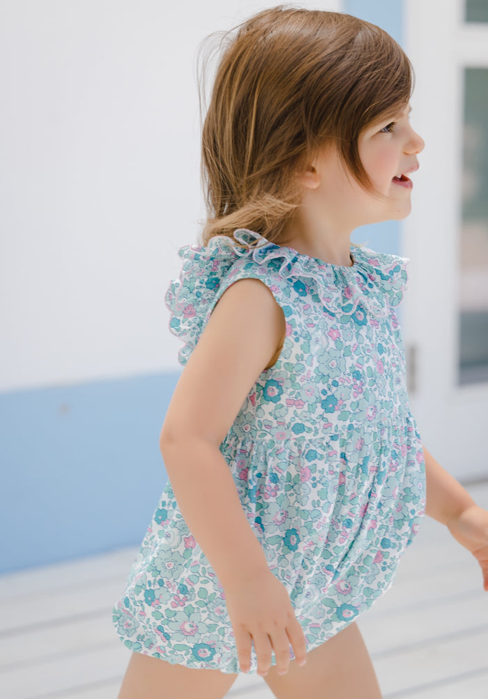 Aqua Liberty Betsey Girl Romper