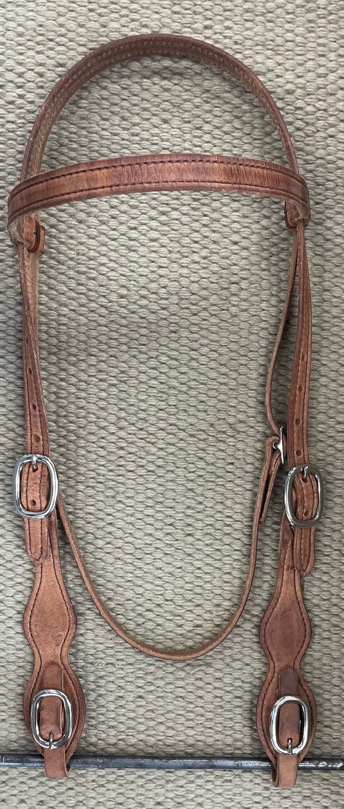 Headstall - HS290 - 3/4" Stitched Browband w/ Scalloped Cheeks Large