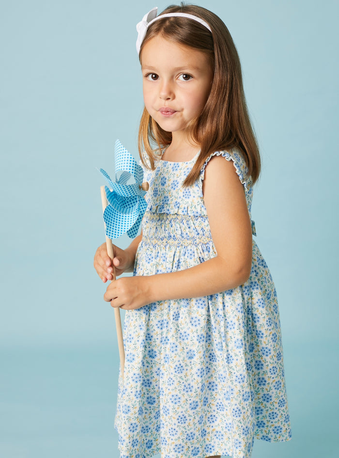 Hydrangeas Handsmocked Sleeveles Dress