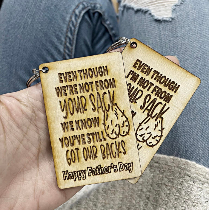 Not from my sack balls Wood keychain