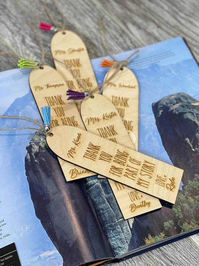 Wood Engraved Teacher Bookmark
