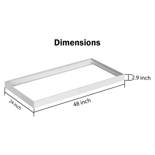 Dimensions For 2'x4' Surface Mount Kit for LED Panel Light
