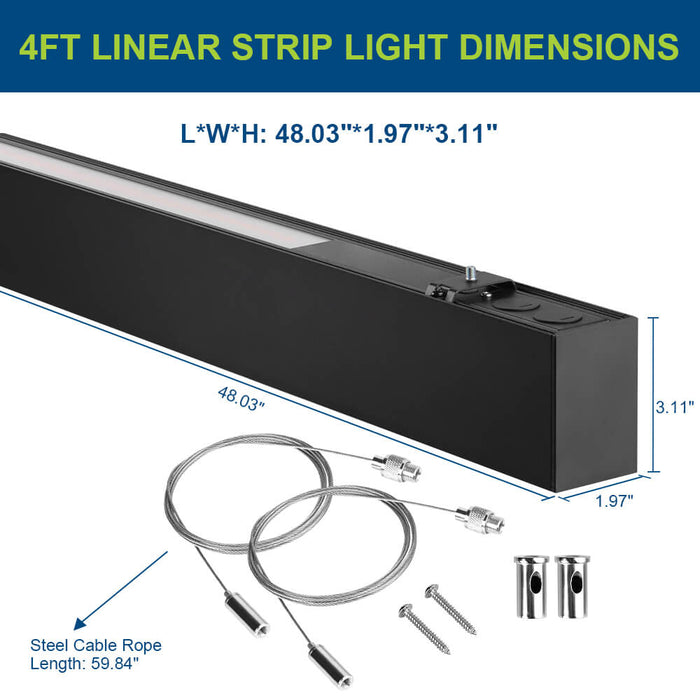 Dimensions of 4 FT Architectural Linear Light LED Linear Fixture