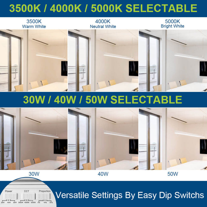 4 FT Architectural Linear Light LED Linear Fixture with watts and CCT selections