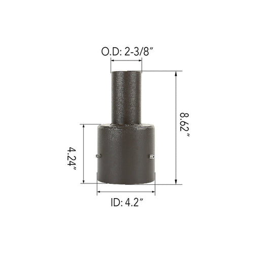 4" Round Pole Mount Tenon Reducer Dimensions