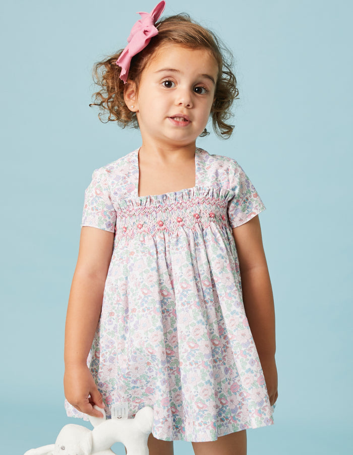 Amal Liberty Baby Girl Handsmocked Floral Dress