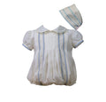 Antonio Luxe Ivory and Blue Romper with Bonnet