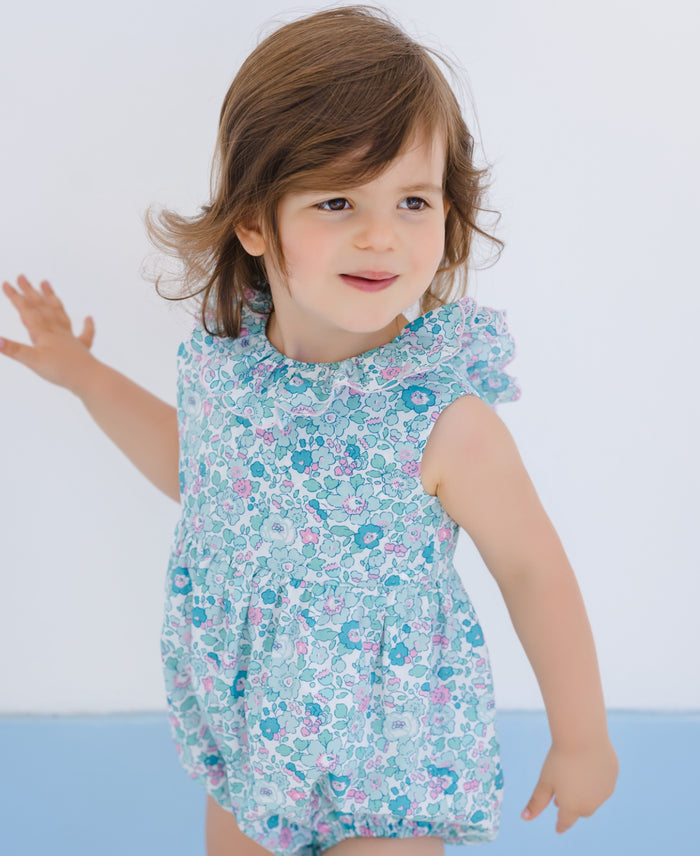 Aqua Liberty Betsey Girl Romper
