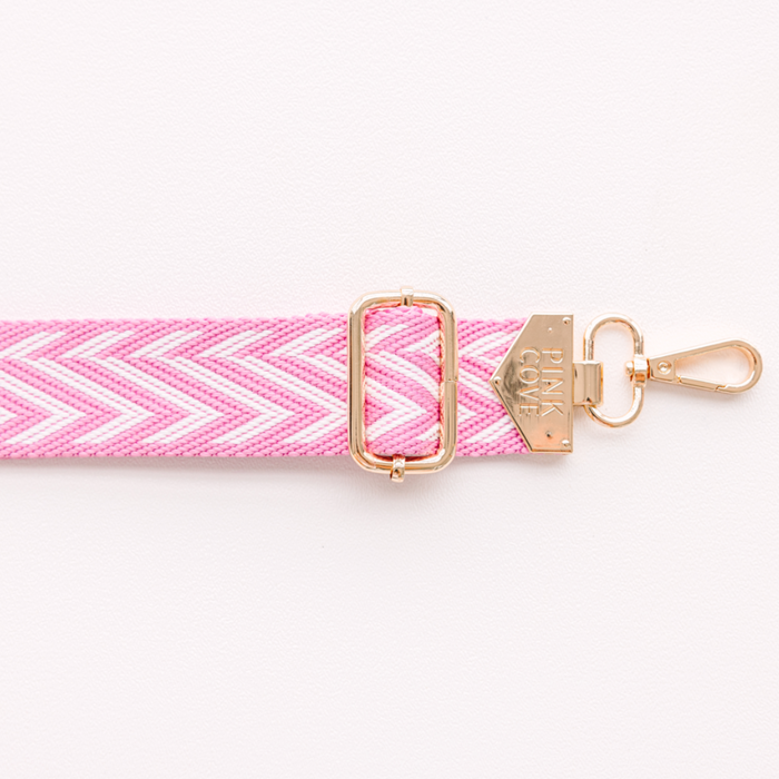 BAG STRAPS | CHEVRON PINK/WHITE | GOLD