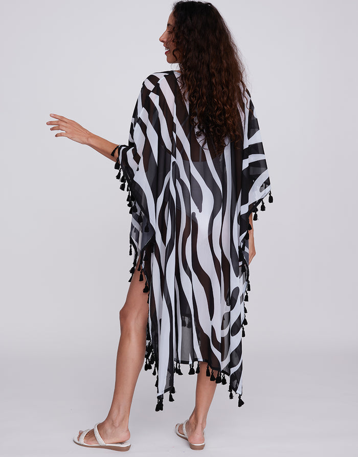 Bali Kaftan - Black and White - Simply Beach UK