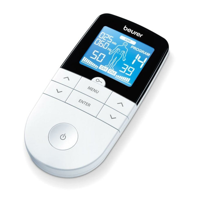 Image of Beurer EM 49 Digital TENS EMS device on a plain background.