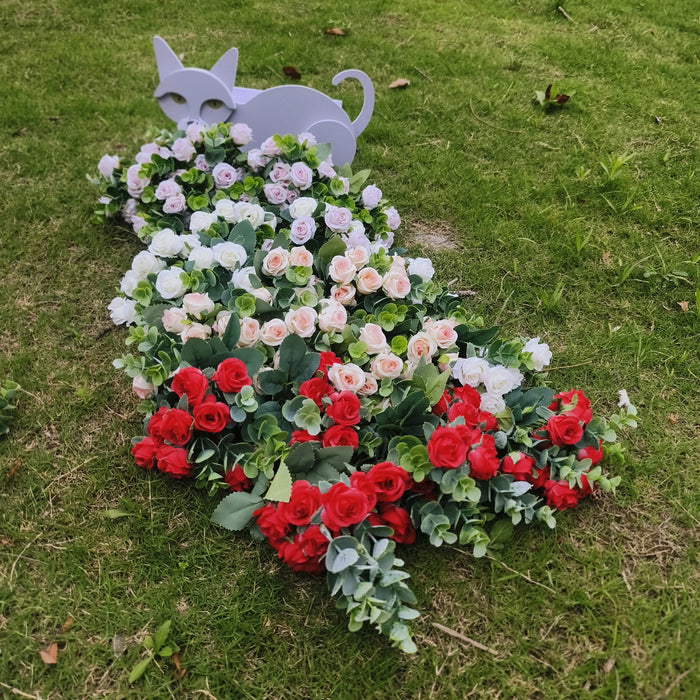 Bulk 12" 8Pcs Artificial Flowers Rose Bush for Outdoors Rose with Boxwood Leaves Plants Shrubs Wholesale