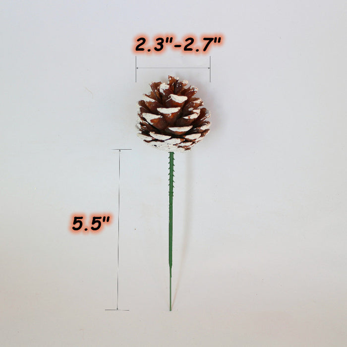 Bulk 20Pcs 2 Inch Christmas Natural Pine Cones Picks Snow Tipped Wholesale
