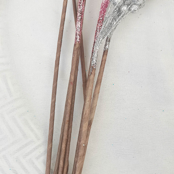Bulk 5Pcs Artificial Glitter Berry Long Stems Weeping Christmas Ornaments Flowers Arrangement Decoration Wholesale