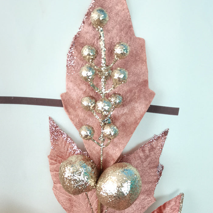 Bulk 5Pcs Large Poinsettia Picks Christmas Glitter Flowers Stems Christmas Decorations Wholesale