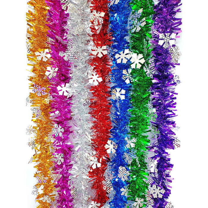 Bulk 7Pcs Christmas Tinsel Garland Snowflakes Artificial Holiday Tinsel Garland Wholesale