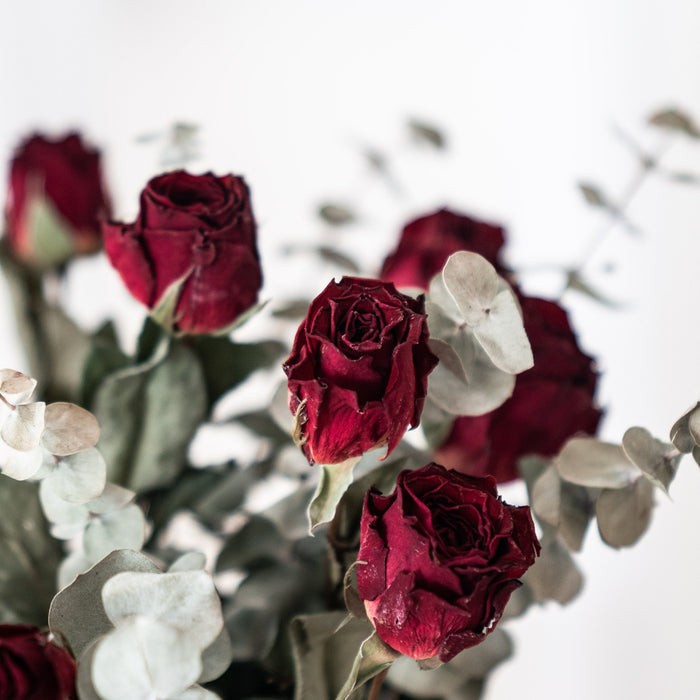 Bulk Exclusive 12" Dried Flowers Bouquet Rose Arrangement in Vase Wholesale