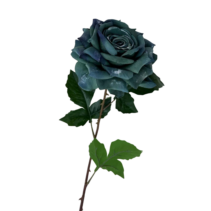 Bulk Exclusive 40Pcs Retro 1970s Theme Teal Tea Rose Long Stems Silk Flowers Artificial Wholesale