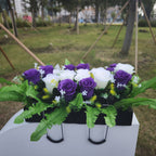 Bulk Exclusive White and Purple Rose Cemetery Flower Headstone Flower Saddle Wholesale