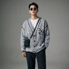Cardigan tricoté papillon motif jacquard homme - Koreanxwear - Taille S