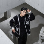 Cardigan tricoté papillon motif jacquard homme - Koreanxwear