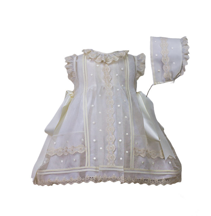 Carola Ivory 2-piece Handsmocked