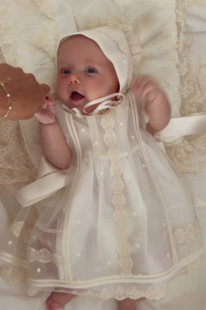 Carola Ivory 2-piece Handsmocked