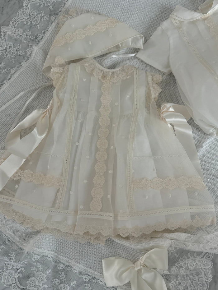 Carola Ivory 2-piece Handsmocked