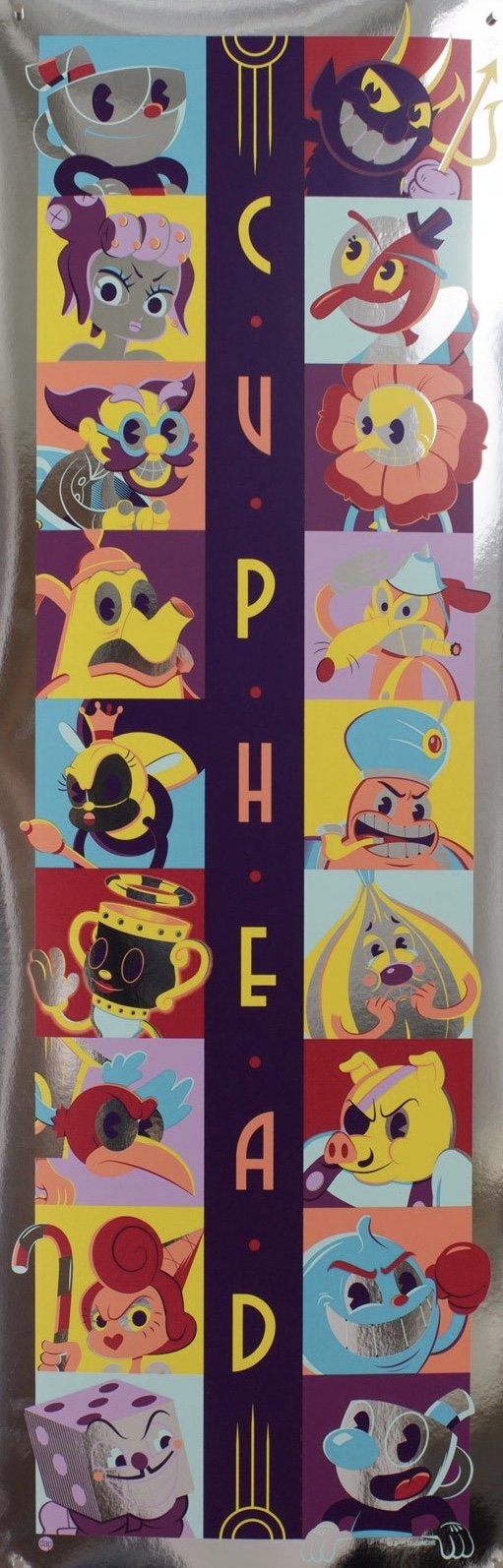 Cuphead (Foil) by Dave Perillo, 12" x 36" Screen Print