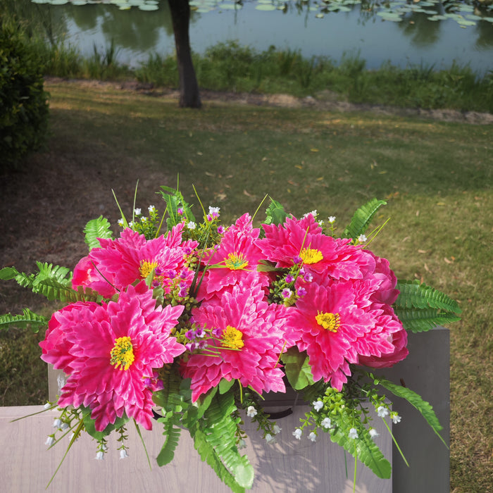 Exclusive Fuchsia Peony Maple Leaves Cemetery Flower Headstone Flower Saddle Wholesale