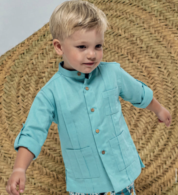 Guayabera Linen Boy Long Sleeve Shirt