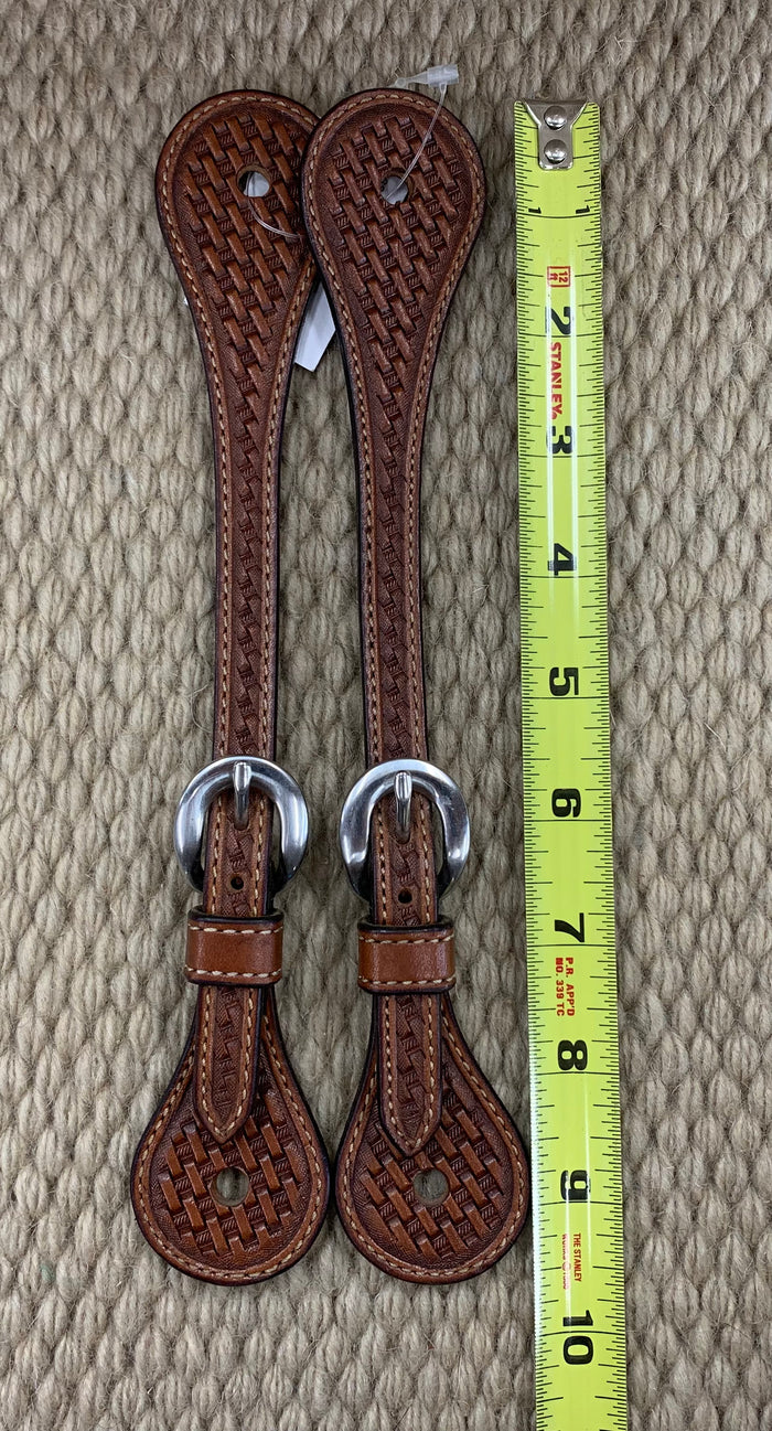 Spur Straps - SPS05 - Ladies Small Straight Basket Antiqued