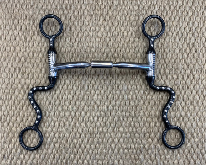 BIT - MB20 - Myler Seven Shank Sweet Iron Comfort Snaffle Wide Barrel Black w/ Dots