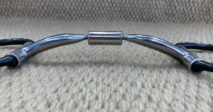 BIT - MB09 - Myler D-Ring Sweet Iron Low Port Comfort Snaffle Black w/ Dots