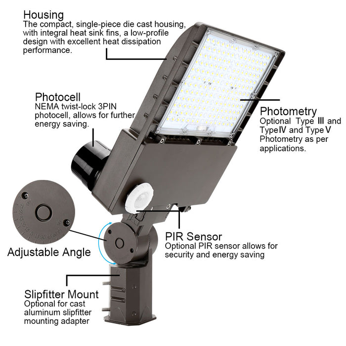 Konlite LED Outdoor Area Light - 70W - Type IV - 9,450 Lumens - 5000K - 120-277V - 150W Equal