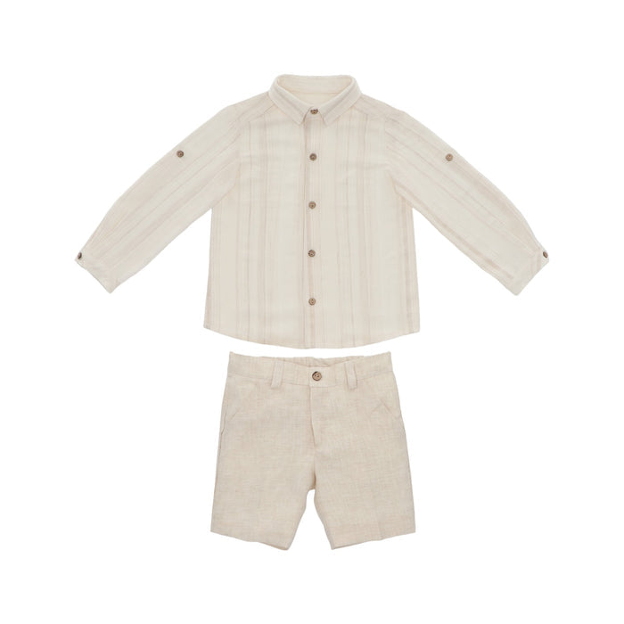 Lucian Boy Long Sleeve Sand/Beige 2-pc Shirt set