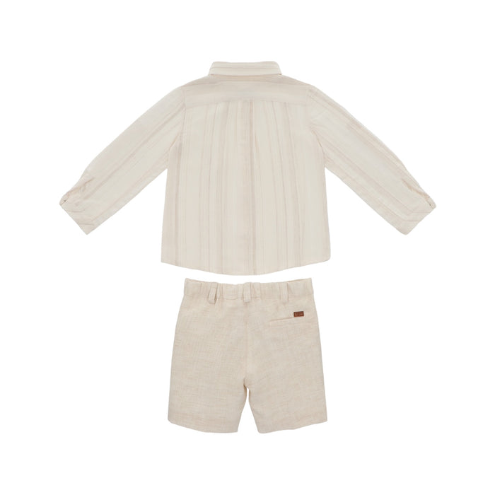 Lucian Boy Long Sleeve Sand/Beige 2-pc Shirt set