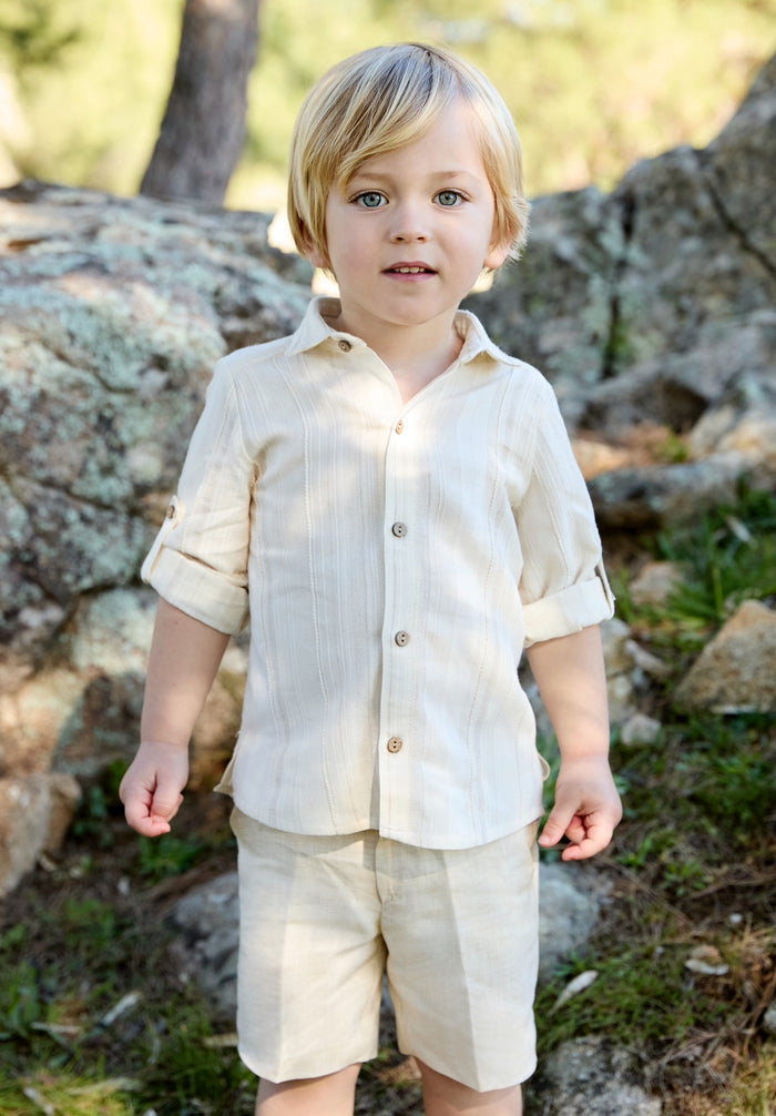 Lucian Boy Long Sleeve Sand/Beige 2-pc Shirt set