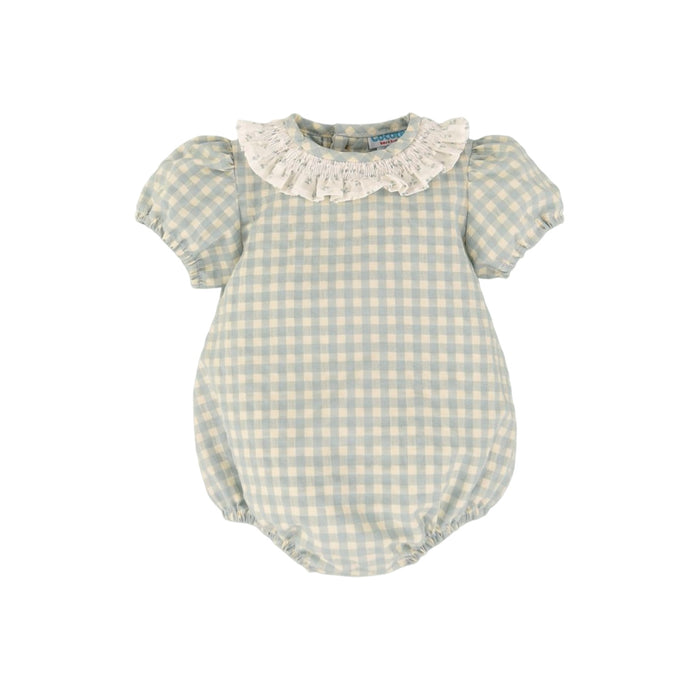 Melissa Sage Green/Aqua Gingham Romper