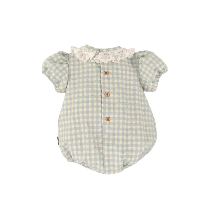 Melissa Sage Green/Aqua Gingham Romper