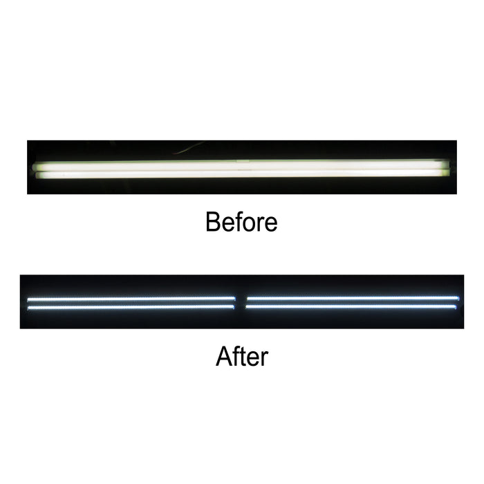 Techbrite LED Retrofit Kit Converts 2 Lamp 8Ft Fluorescent Strip Light Into 4 4ft LED Tubes
