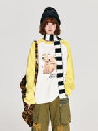 Vintage Puppy Print Loose Casual Top