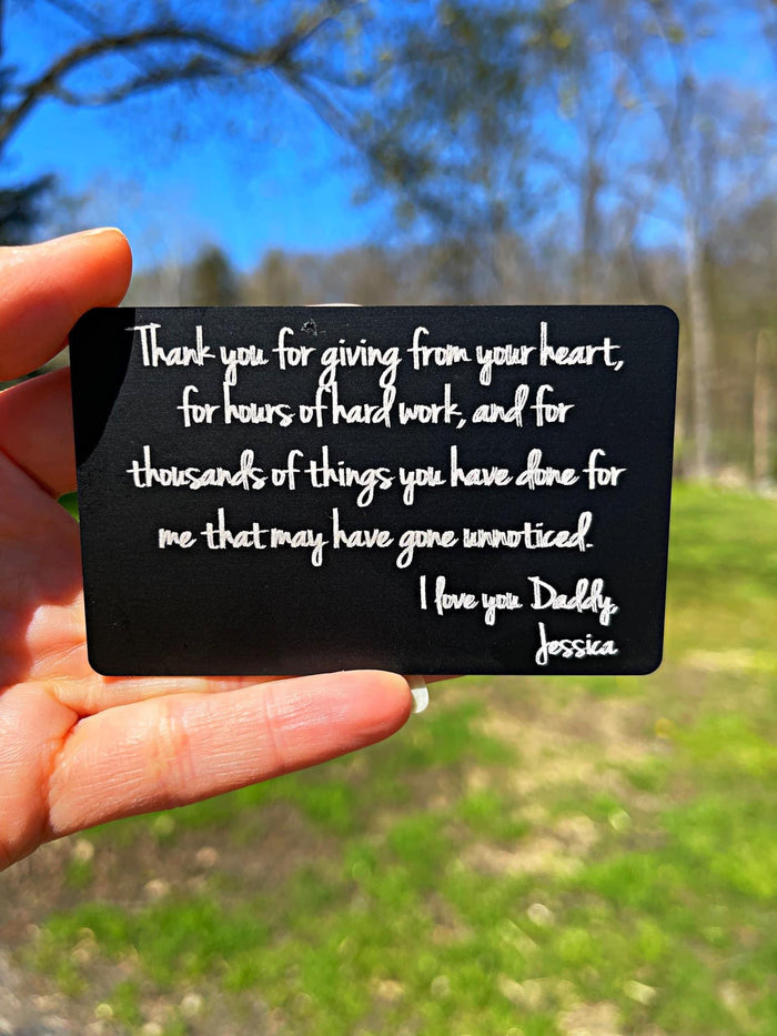 Wholesale | Fathers Day engraved wallet card