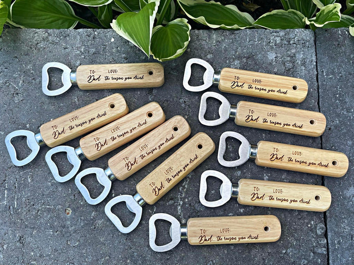 Wood Engraved Bottle Opener for Dad