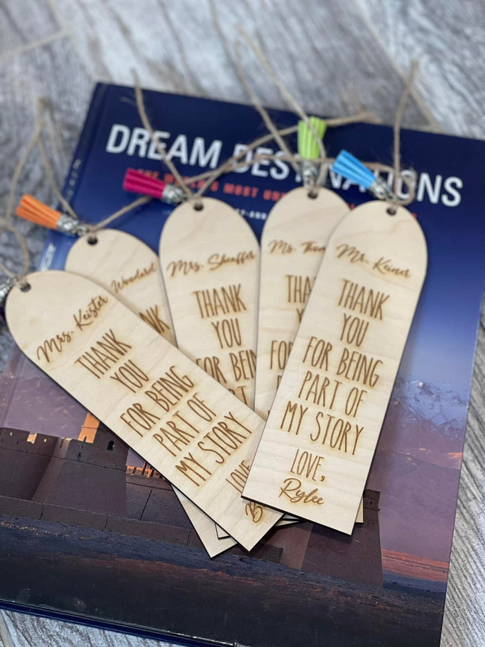 Wood Engraved Teacher Bookmark