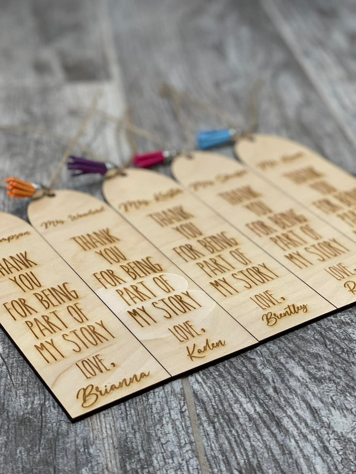 Wood Engraved Teacher Bookmark