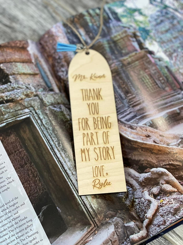 Wood Engraved Teacher Bookmark